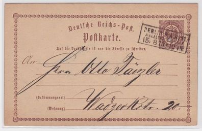 97948 DR Ganzsachen Postkarte P1 Berlin Stadtpost Anhalter Bahnhof 1873