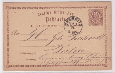 97944 DR Ganzsachen Postkarte P1 Chemnitz nach Berlin 1874