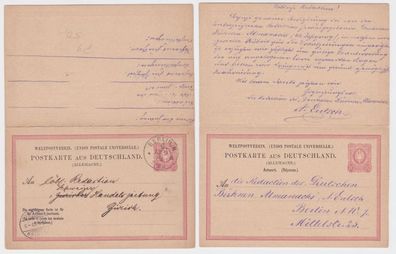 97843 DR Ganzsachen Postkarte P9 Berlin nach Zürich 1883