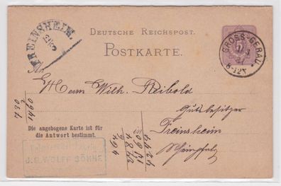 97743 DR Ganzsachen Postkarte P11 Palmkernöl-Fabrik J.G. Wolff Söhne Groß-Gerau