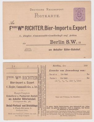 97256 Ganzsachen Postkarte P18 Zudruck F.W. Richter Bier-Import & Export Berlin
