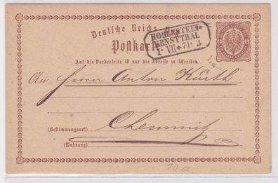 97240 DR Ganzsachen Postkarte P1 Plattenfehler A10a Hohenstein-Ernstthal 1874