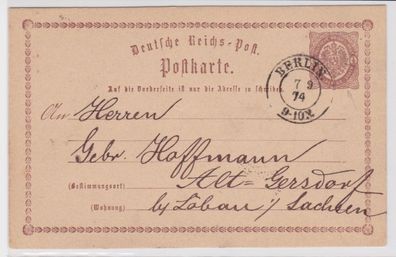 97094 DR Ganzsachen Postkarte P1 Berlin nach Alt-Gersdorf bei Löbau 1874