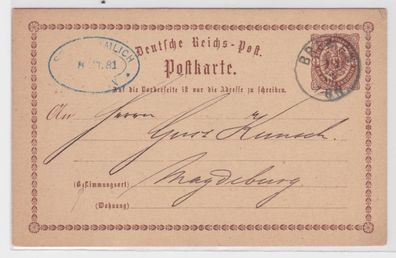 97090 DR Ganzsachen Postkarte P1 Plattenfehler Bremen nach Magdeburg 1873