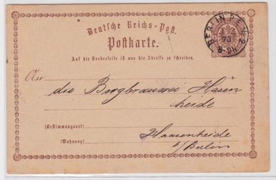 96955 DR Ganzsachen Postkarte P1 Plattenfehler Sektor B Berlin - Hasenheide 1873