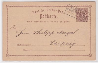 96426 DR Ganzsachen Postkarte P1 Saalfeld nach Leipzig 1873