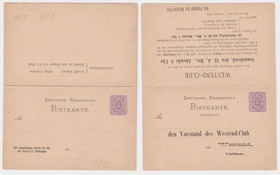 96189 DR Ganzsachen Postkarte P7II Zudruck Vorstand des Westend-Club 1878