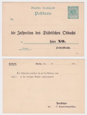 77205 DR Ganzsachen Postkarte P30 Zudruck Inspection des städt. Obdachs Berlin