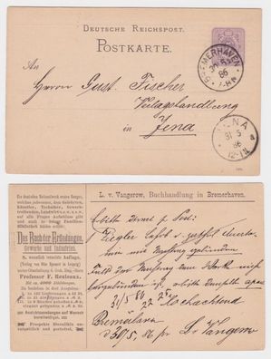 70084 DR Ganzsache Postkarte P12 Zudruck L. v. Vangerow Buchhandlung Bremerhaven