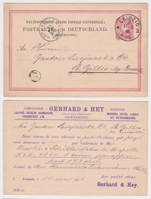 68456 DR Ganzsachen Postkarte P8 Zudruck Gerhard & Hey Leipsic Berlin Hambourg