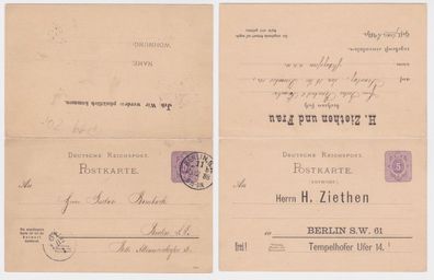 28067 DR Ganzsachen Postkarte P19 Zudruck H. Ziethen & Frau Einladung Berlin