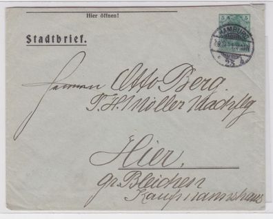 23410 Privat Ganzsachen Umschlag PAU5/ B9/01 Stadtbrief Hamburg 1911