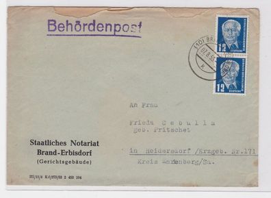 91643 Brief Behördenpost Staatliches Notariat Brand Erbisdorf 1953