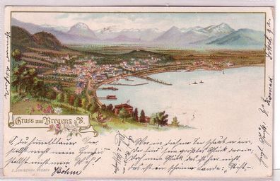 68334 Ak Lithographie Gruß aus Bregenz am Bodensee 1899