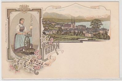 53574 Ak Lithographie Gruß aus Luzern in der Schweiz um 1900