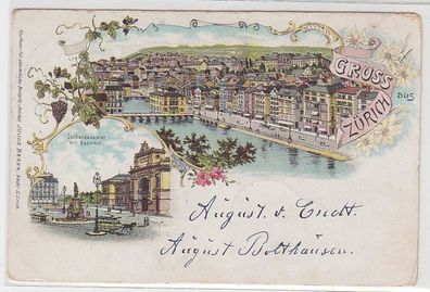 28115 Ak Lithographie Gruß aus Zürich in der Schweiz 1898