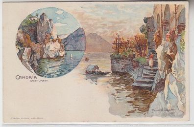 64308 Ak Lithographie Gandria Schweiz Lago di Lugano um 1910
