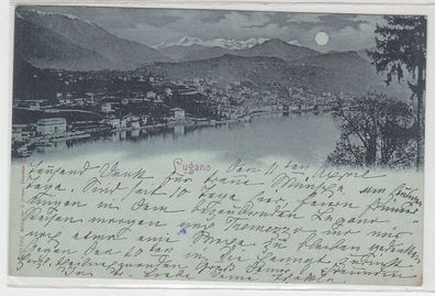 64084 Mondscheinkarte Lugano Totalansicht 1898