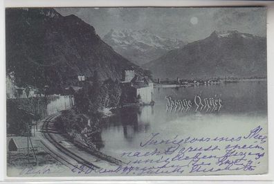68777 Mondscheinkarte Schloss Chillon in Veytaux Schweiz 1897