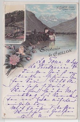 49688 Ak Lithographie Souvenir de Chillon 1896