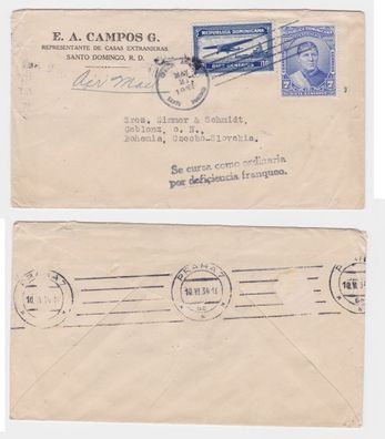 94910 Flugpost Luftpost E.A. Campos G. Santo Domingo Dominikanische Republik 1934