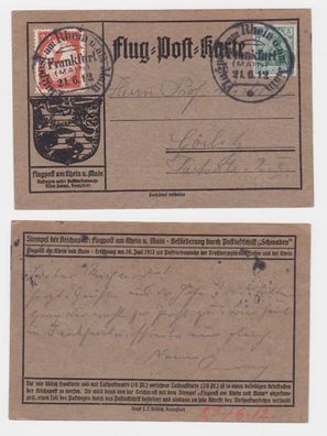 74261 Flugpost am Rhein und Main 20 Pfennig auf Postkarte Frankfurt 1912
