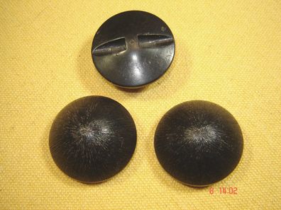 3 sehr große Knöpfe Halbkugel matt schwarz Vintage 3,8 cm Kunststoff
