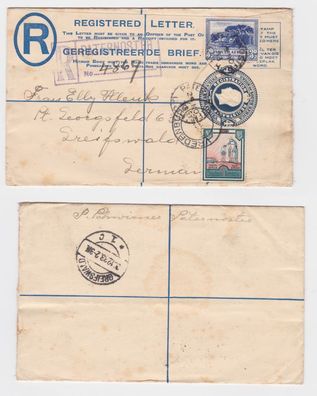 94904 Einschreibebrief Ganzsache 2 Pence + 1 + 3 Pence Südafrika 29. Nov. 1933
