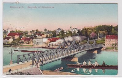 52483 Ak Crossen a.O. Krosno Odrzanskie - Bergseite mit Oderbrücke 1914