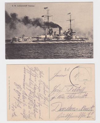 92548 AK S.M. Linienschiff Nassau - Marine Schiffspost 1915