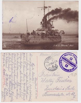 78581 Feldpost Ak Kriegsschiff S.M.S. 'Kaiser' Heck 1915