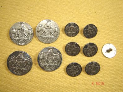 11 Knöpfe Trachtenknöpfe 3,1 und 2 cm bayrisches Wappen versilbert