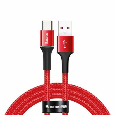 Baseus Halo Datenkabel Ladekabel Nylon USB / USB Typ C mit LED 5A 40W rot