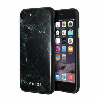 Guess Luxus Etui für iPhone SE 2020 / iPhone 8 / iPhone 7 schwarz Marmor
