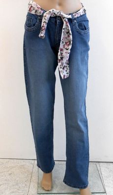 Damen Jeans blau mit Blumengürtel Gr. 42 NEU!!!