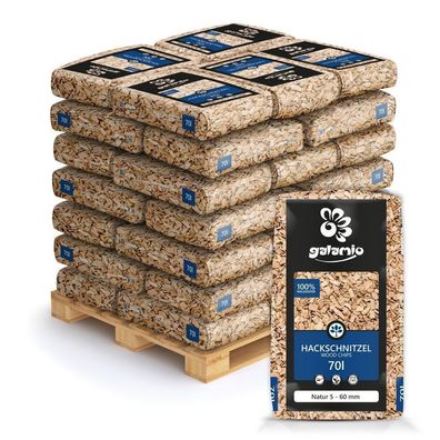 Holzhackschnitzel Häcksel Kiefer Garten Mulch Hack Grob 70l x 36 Sack 2520l Palette