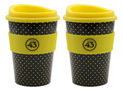 Licor 43 Kaffeebecher - 2er Set Trinkbecher Coffee to go mit Deckel Likör Liquo