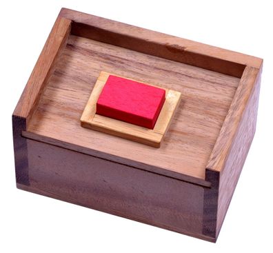 Der rote Stein - 2. Wahl - 3D Puzzle - Geduldspiel - Logikspiel im Holzkasten