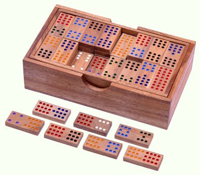 Domino Doppel 12 mit 91 Spielsteinen für 2 bis 6 Spieler Gesellschaftsspiel aus Holz