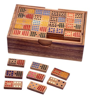 Domino Doppel 15 -136 Spielsteinen für 2 bis 6 Spieler - Gesellschaftsspiel aus Holz