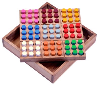 Farb Sudoku - Spielfeld 16 x 16 cm - Logikspiel - Brettspiel aus Holz