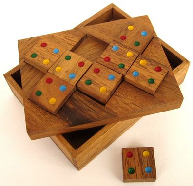Farbenpuzzle - Domino-Puzzle - Legespiel - Logikspiel aus Holz