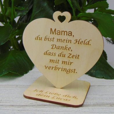 Herz für Mama Personalisiert für jeden Anlass " Mama du bist mein Held...