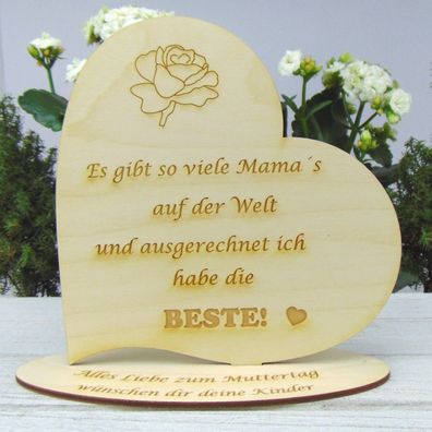 Geschenk Muttertags Herz Personalisiert aus Holz Es gibt so viele Mama´s....