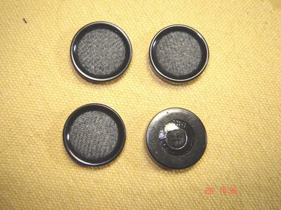 4 Knöpfe schwarz mit Stoffeinlage Vintage 2,33 cm Mantel Jackenknöpfe Kunststoff