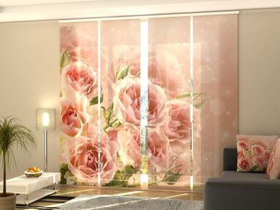 Foto-Schiebegardine pinker Blumenstrauß, Flächenvorhang mit Motiv, Gardine auf Maß