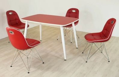 Tischgruppe rot/ weiß Essgruppe Esszimmergruppe Schalenstuhl modern design C6