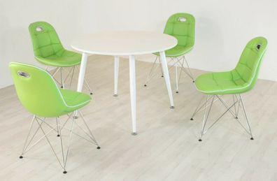 Tischgruppe mint / weiß Essgruppe Esszimmergruppe Schalenstuhl modern design B4