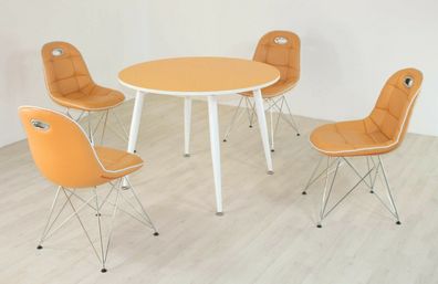Tischgruppe mandarin weiß Essgruppe Esszimmergruppe Schalenstuhl modern design 3