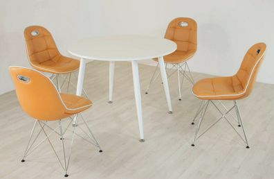 Tischgruppe mandarin weiß Essgruppe Esszimmergruppe Schalenstuhl modern design 2